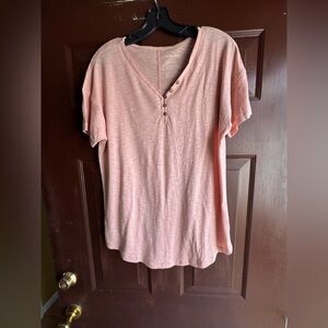 Knox Rose Pink V Neck Tee Shirt Size Small